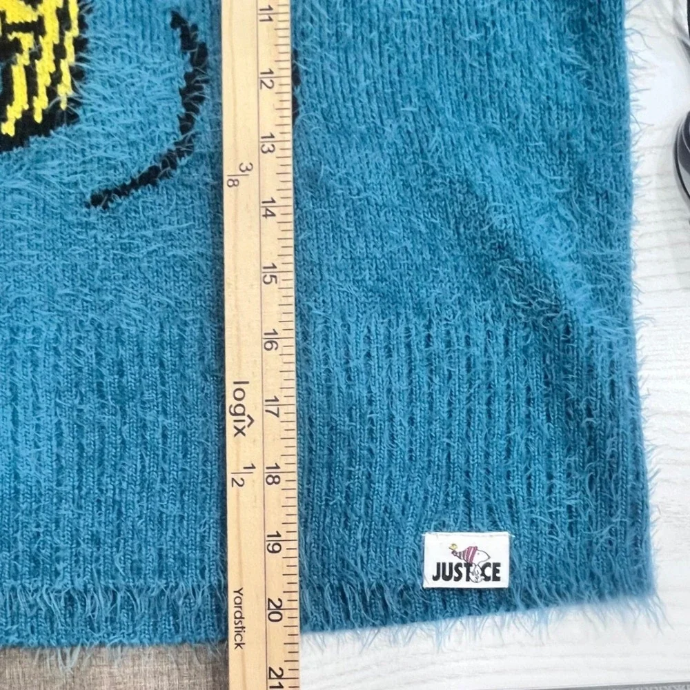 Justice Woodstock‎ Peanuts Hoodie Sweater Kids Medium 10 Sea Blue Fuzzy Holiday